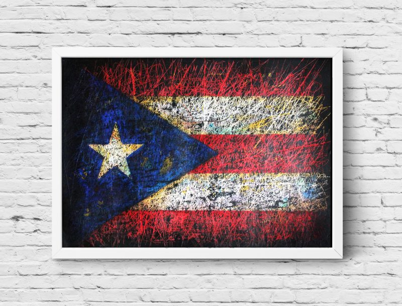 Hand painted Flag of Puerto Rico