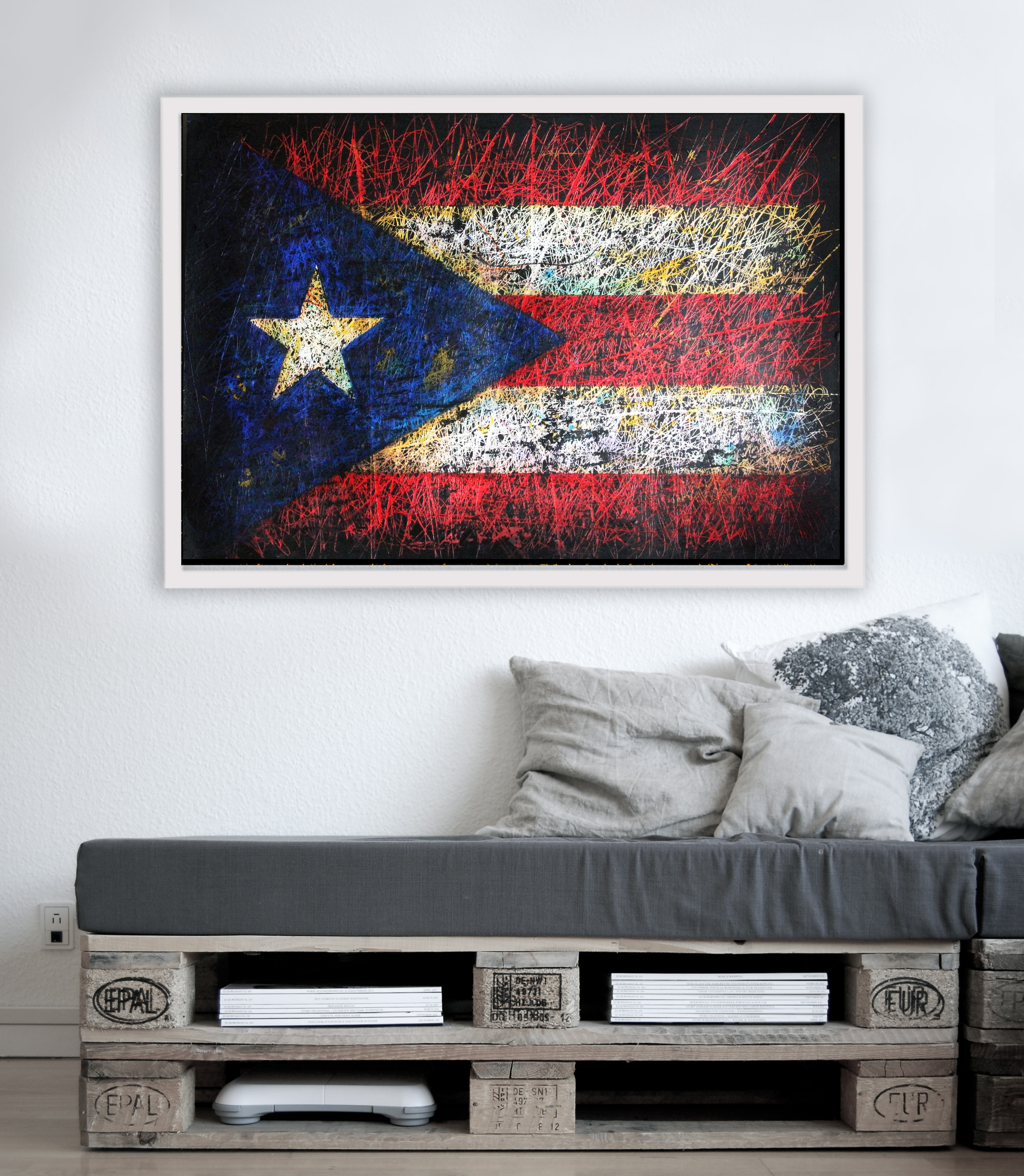 Flag Of Puerto Rico Hand Painted Wall Art Art For Loft