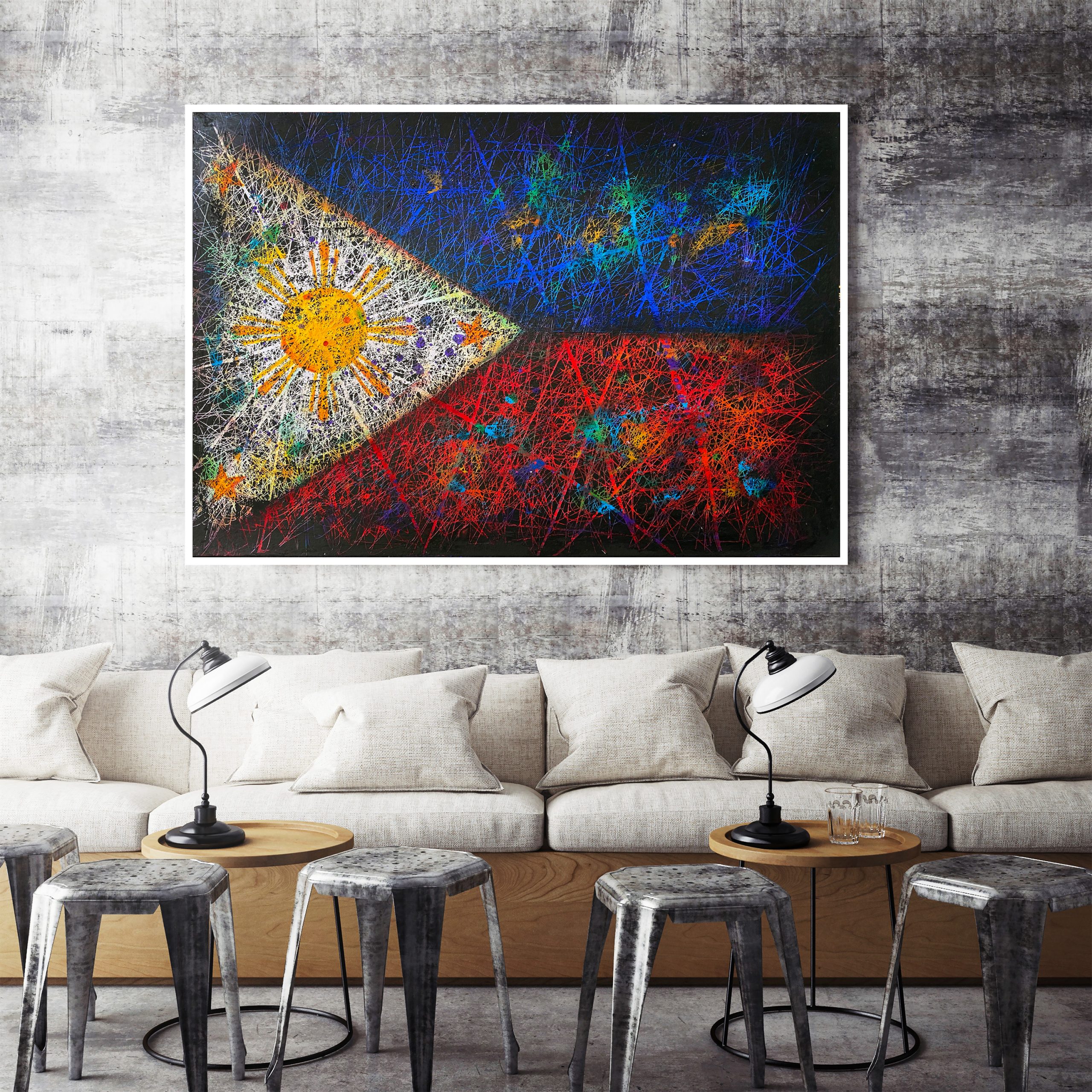 mock up posters with retro hipster cafe restaurant interior back