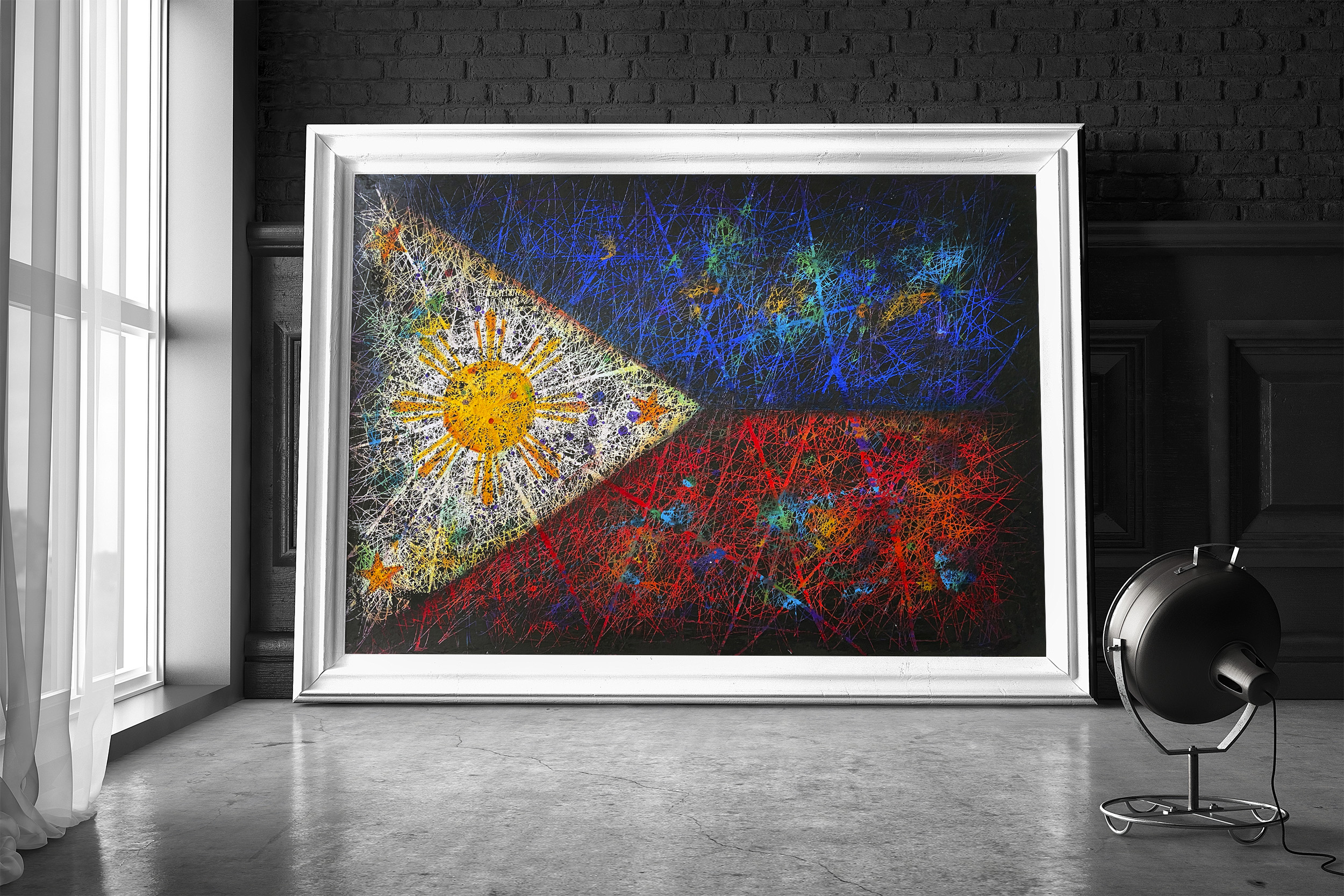 horizontal big frame in classic interior