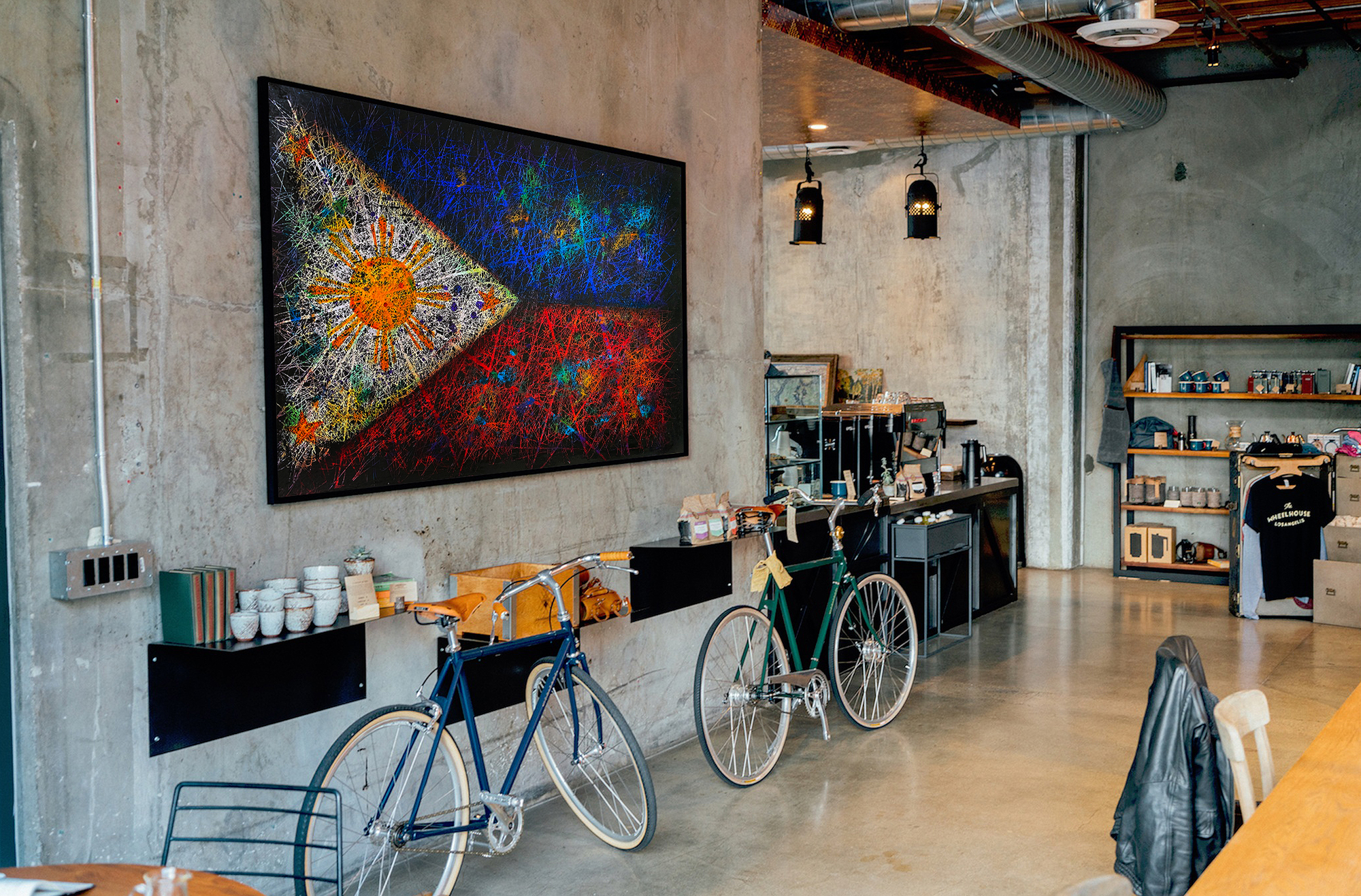 Flag of The Philippines in industrial interior