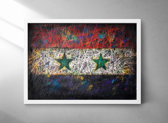 Hand Painted Flag of Syria