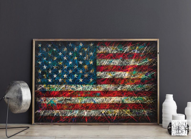 Printed on Paper or Canvas Flag of America