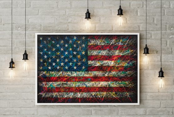 Printed on Paper or Canvas Flag of USA