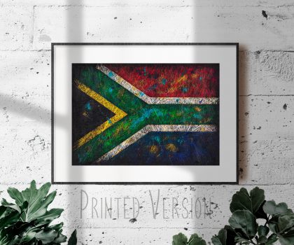 Printed on Paper Flag of South Africa