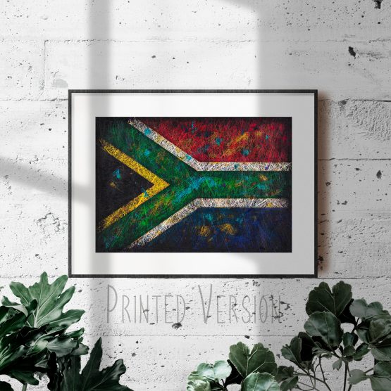 Printed on Paper Flag of South Africa