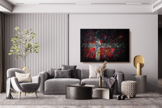 Hand painted Flag of Denmark in interior