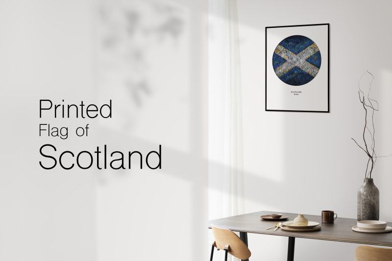 Printed Flag of Scotland hanging on the wall Scandinavian design interior