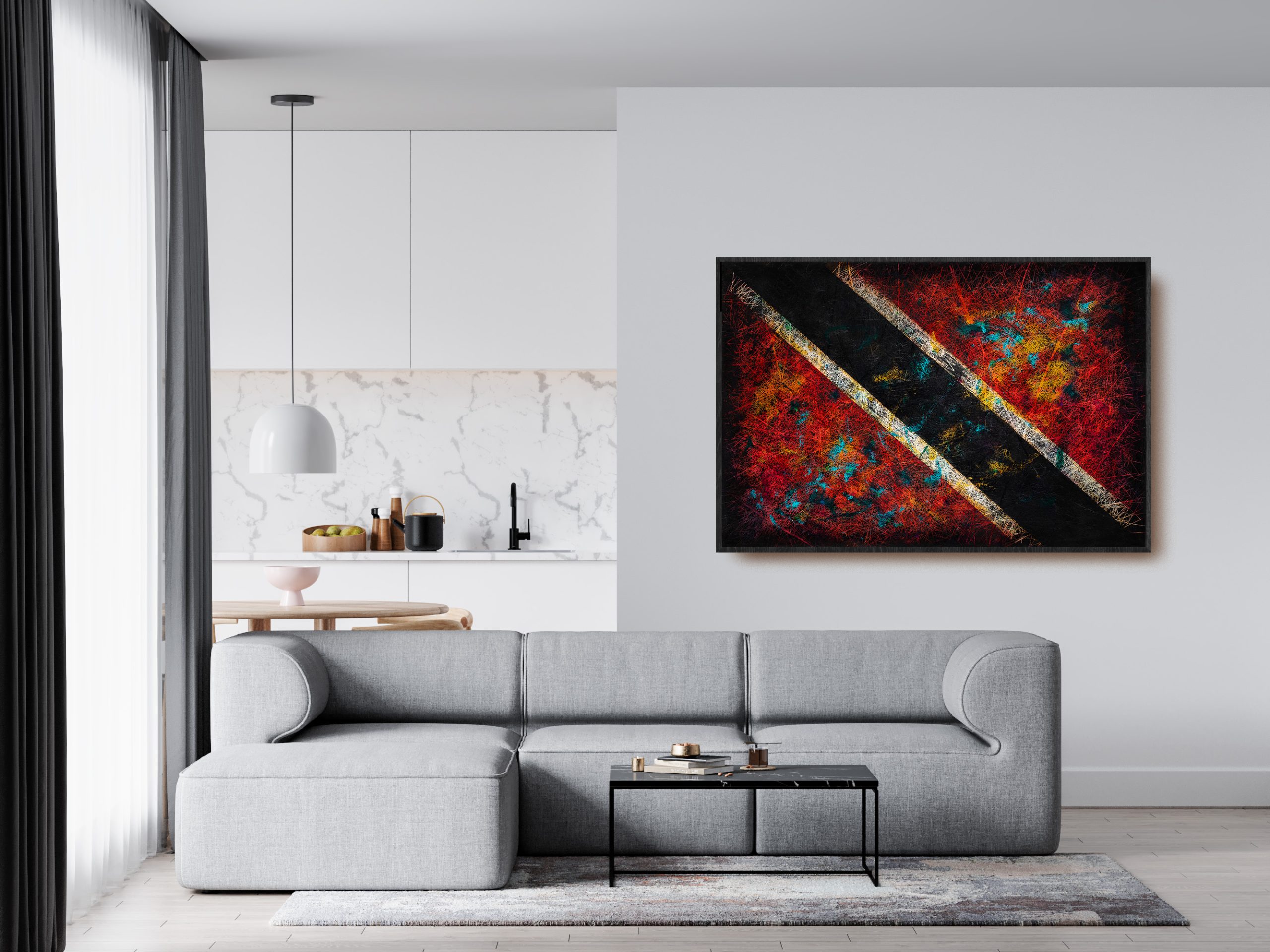 Scandinavian interior- Flag of Trinidad and Tobago as wall decor Scandinavian interior- Flag of Trinidad and Tobago as wall decor