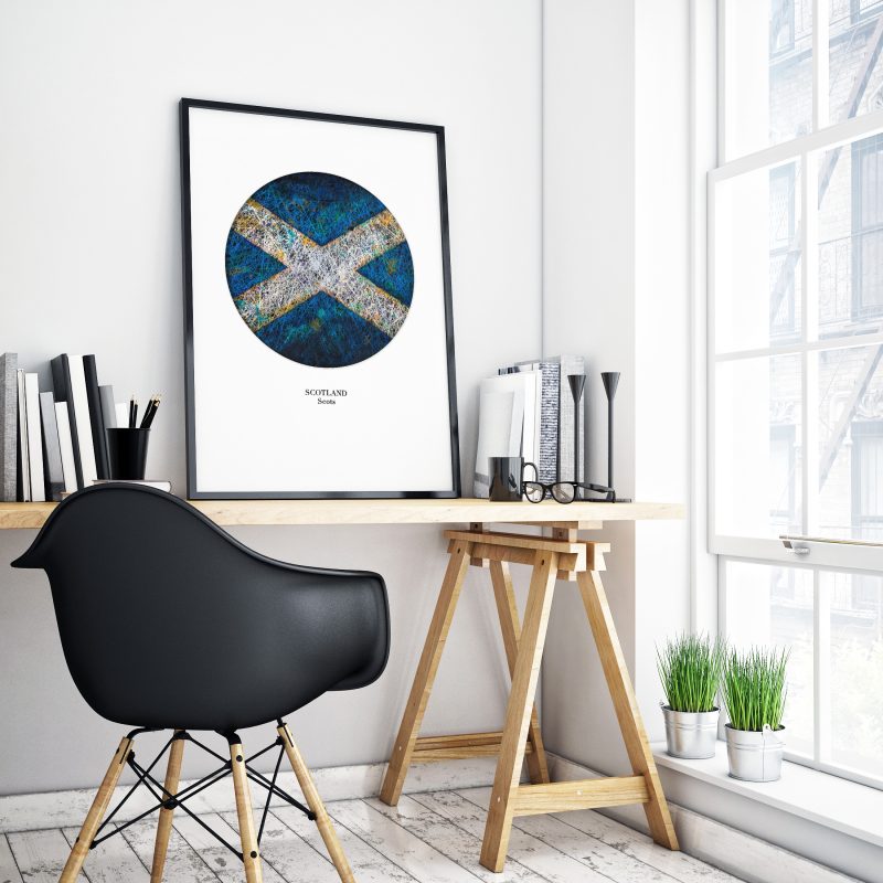 Printed Poster- Flag of Scotland as Workspace Decor
