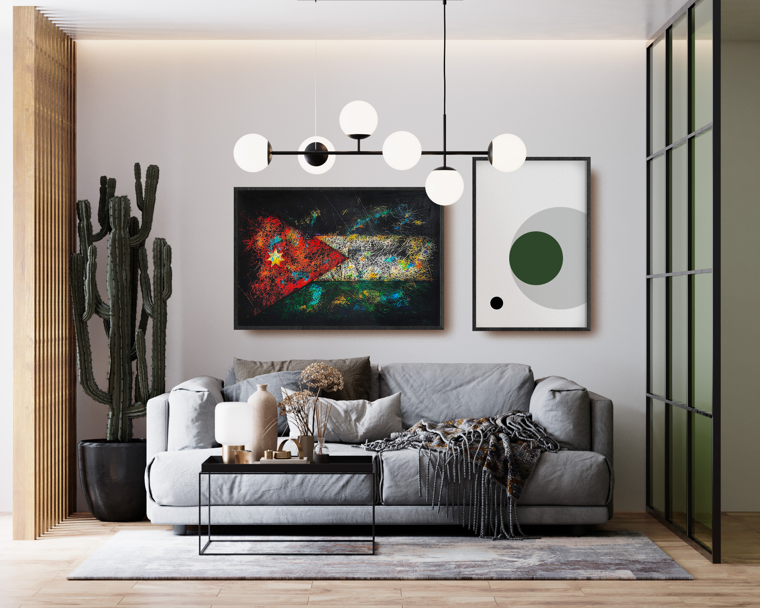 Hand painted Flag of Jordan in interior Hand painted Flag of Jordan in interior