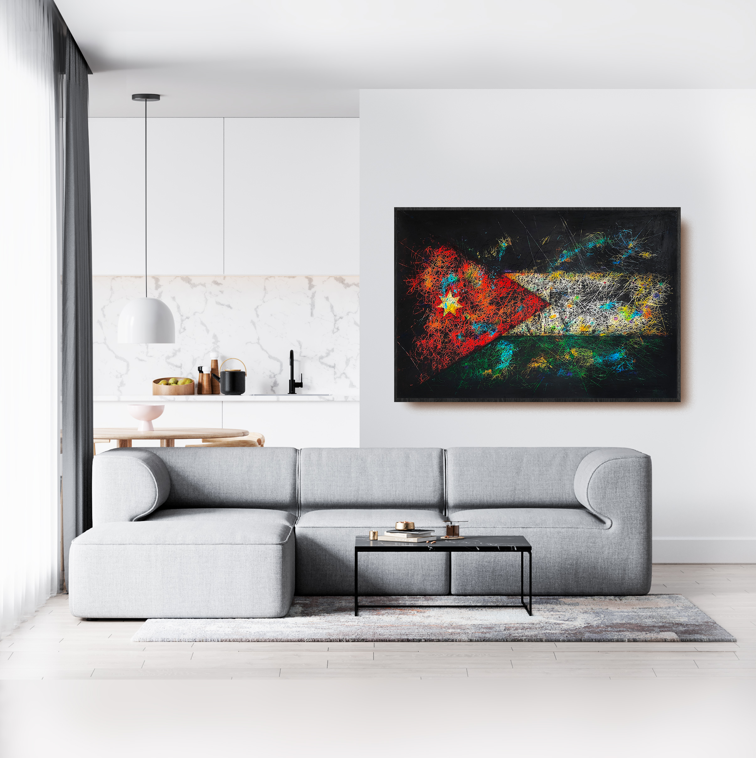 Hand painted Flag of Jordan in living room Hand painted Flag of Jordan in living room