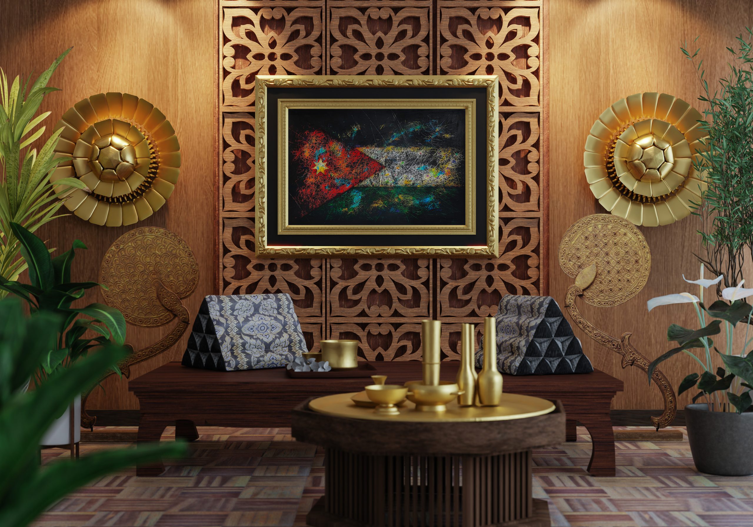 Hand painted Flag of Jordan in living room Hand painted Flag of Jordan in living room