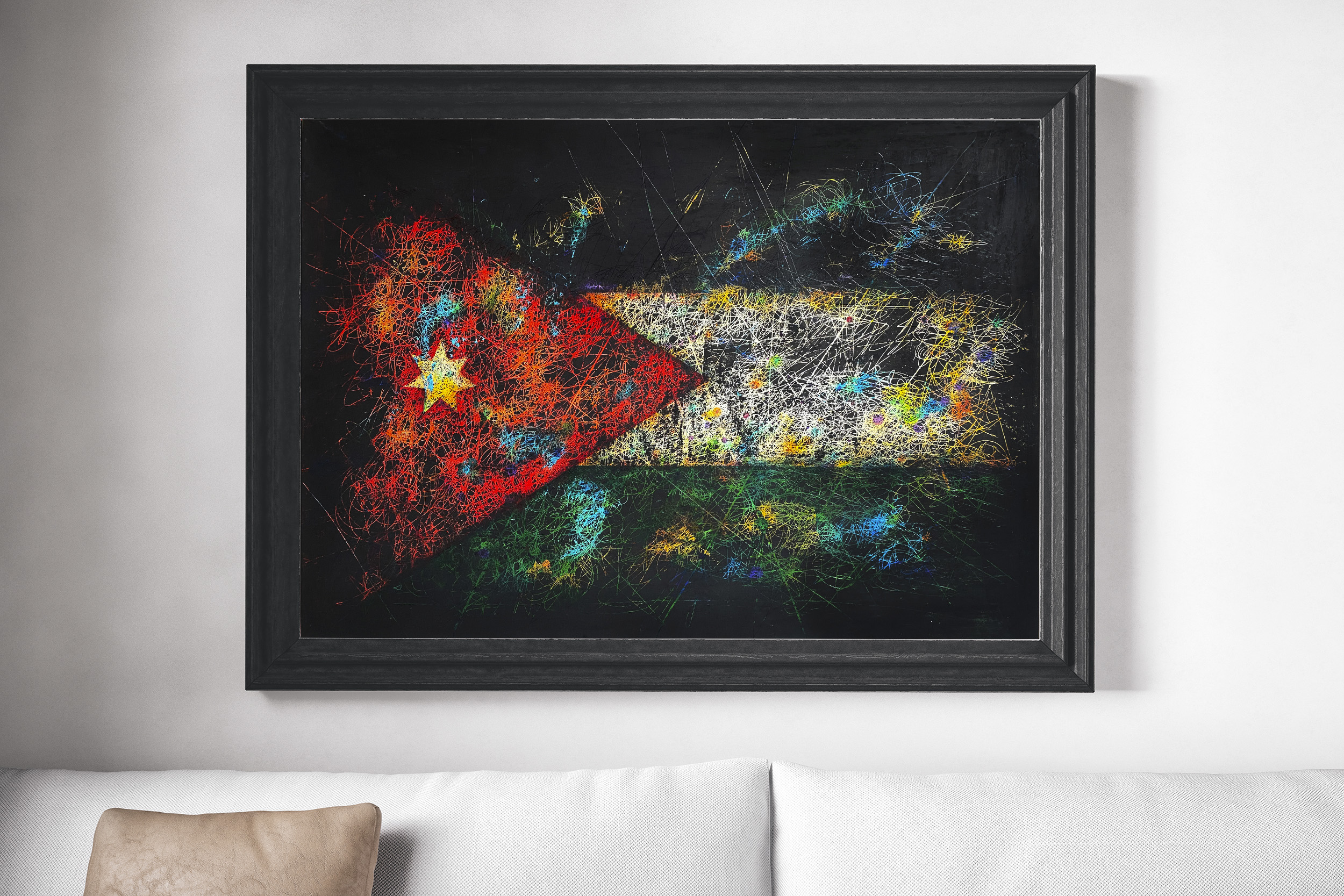 Hand painted Flag of Jordan in living room Hand painted Flag of Jordan in living room