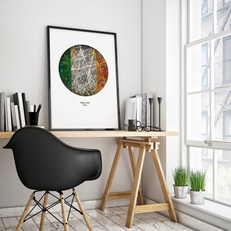 Printed Flag of Ireland as workspace wall decor