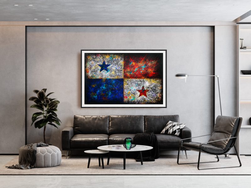 Hand painted Flag of Panama in living Room