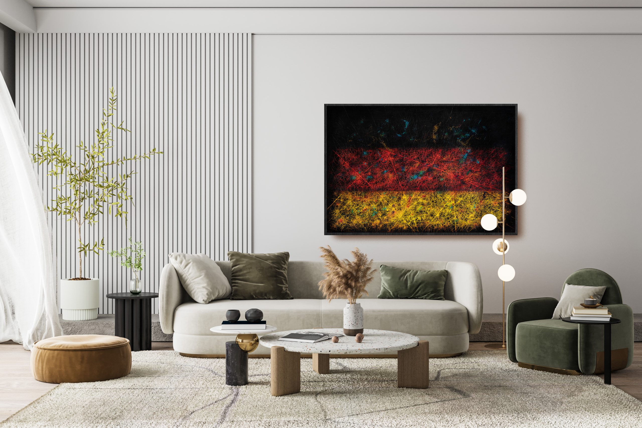 Flag of Germany hanging in loft living room home Flag of Germany hanging in loft living room home