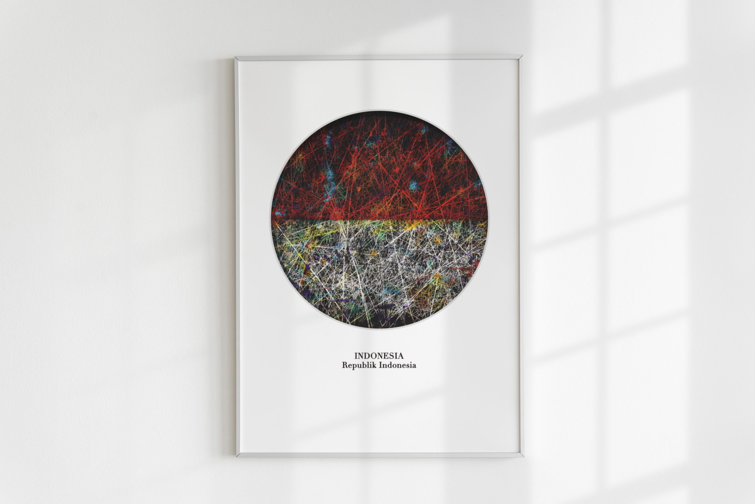 Round designed Indonesia Flagart on the wall Round designed Indonesia Flagart on the wall