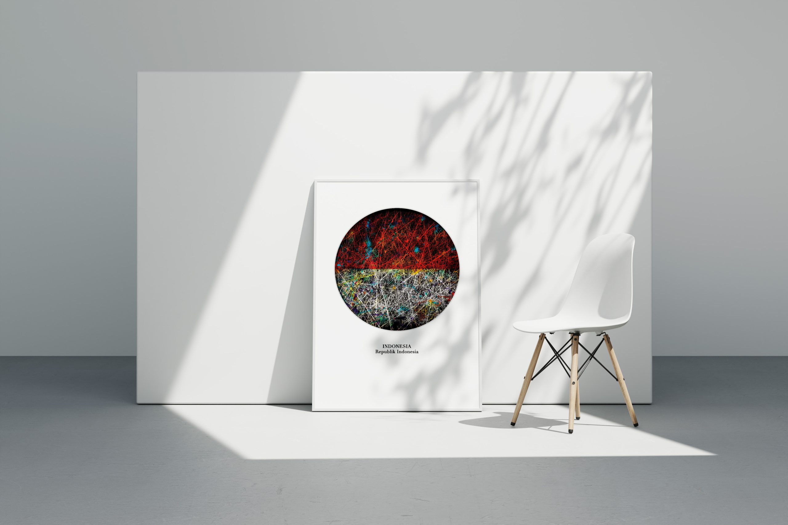 Round designed Indonesia Flagart on the wall Round designed Indonesia Flagart on the wall