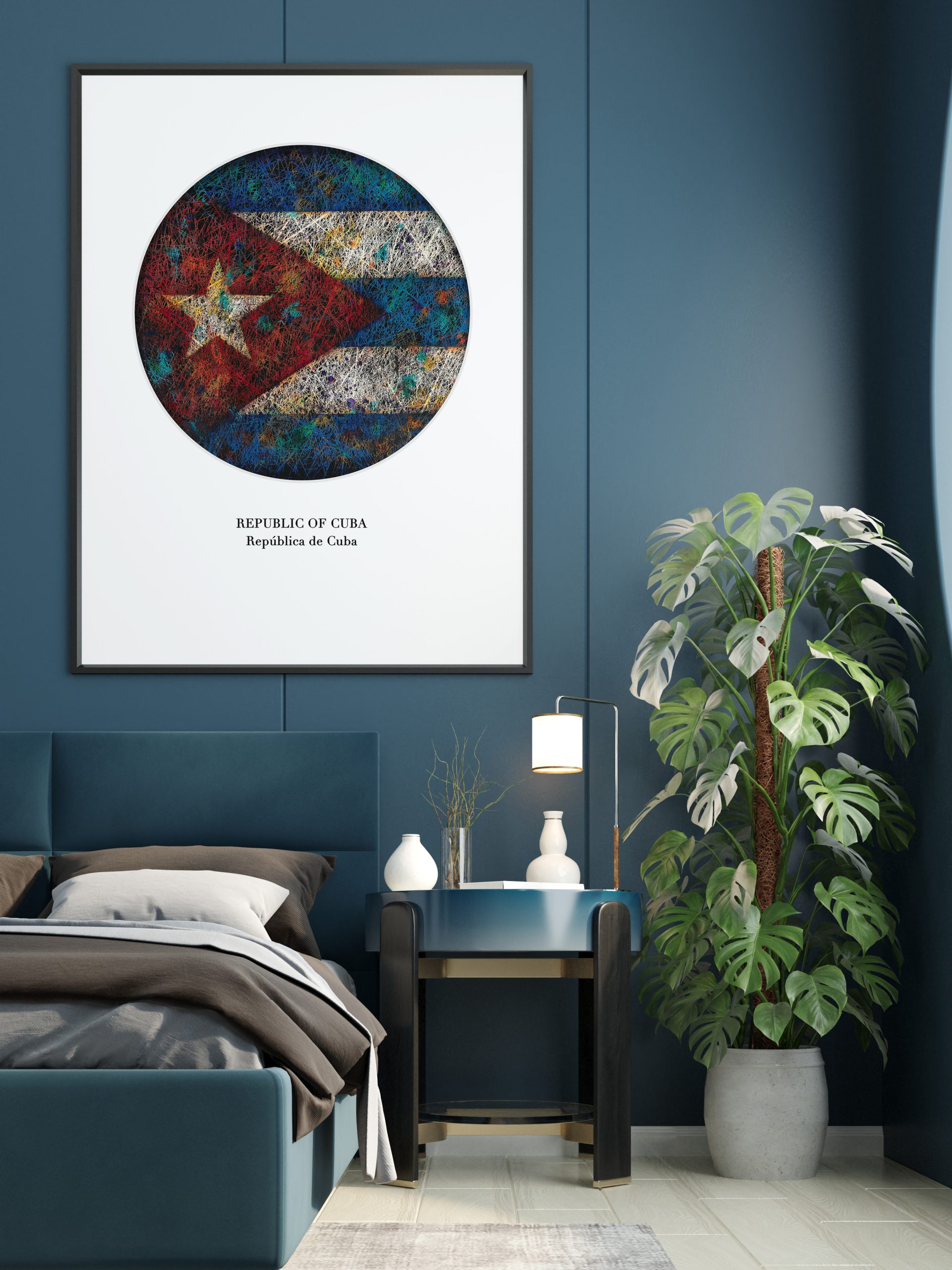 Printed Flag of Cuba as Bedroom Decor Printed Flag of Cuba as Bedroom Decor