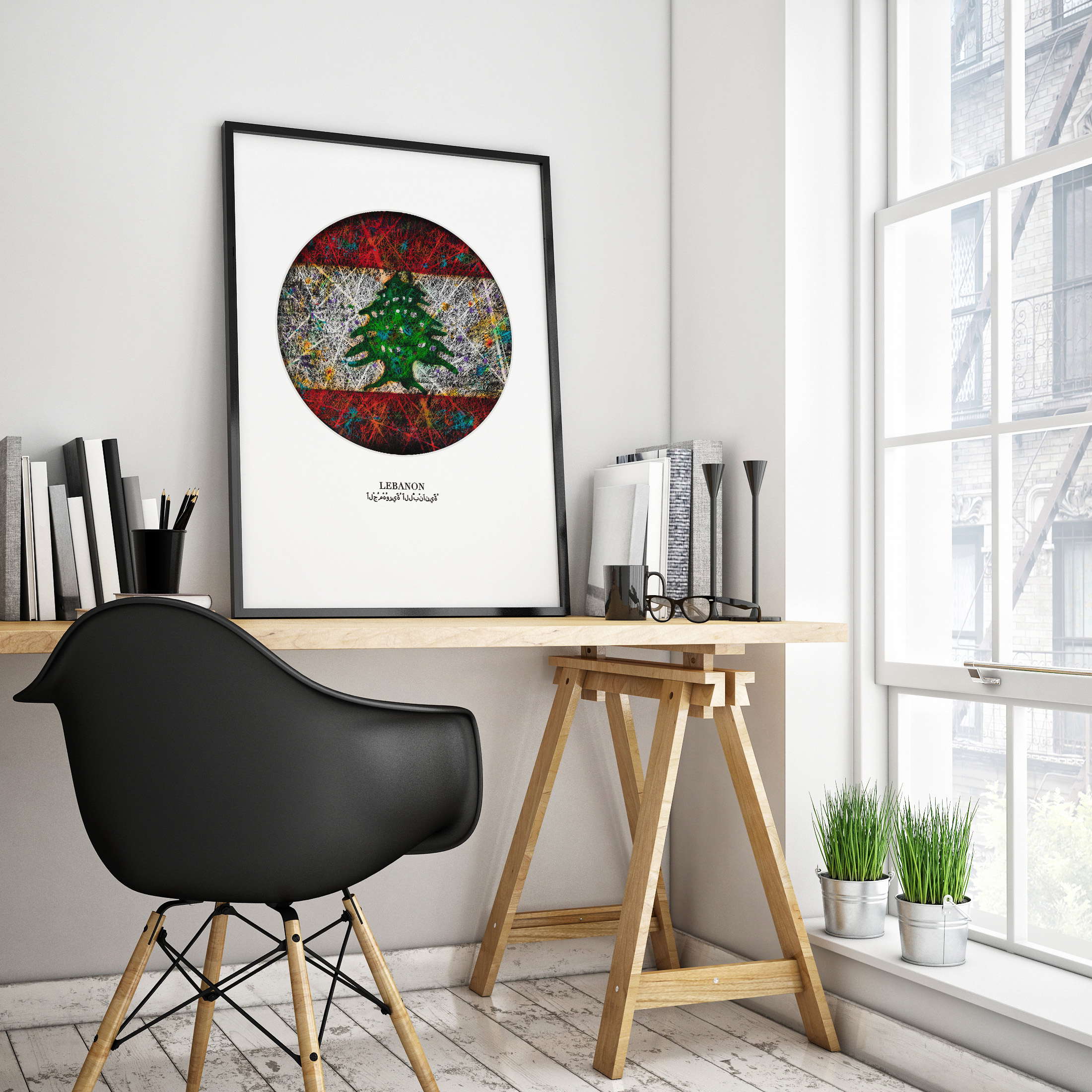 Printed Poster- Flag of Lebanon as Workspace Decor Printed Poster- Flag of Lebanon as Workspace Decor