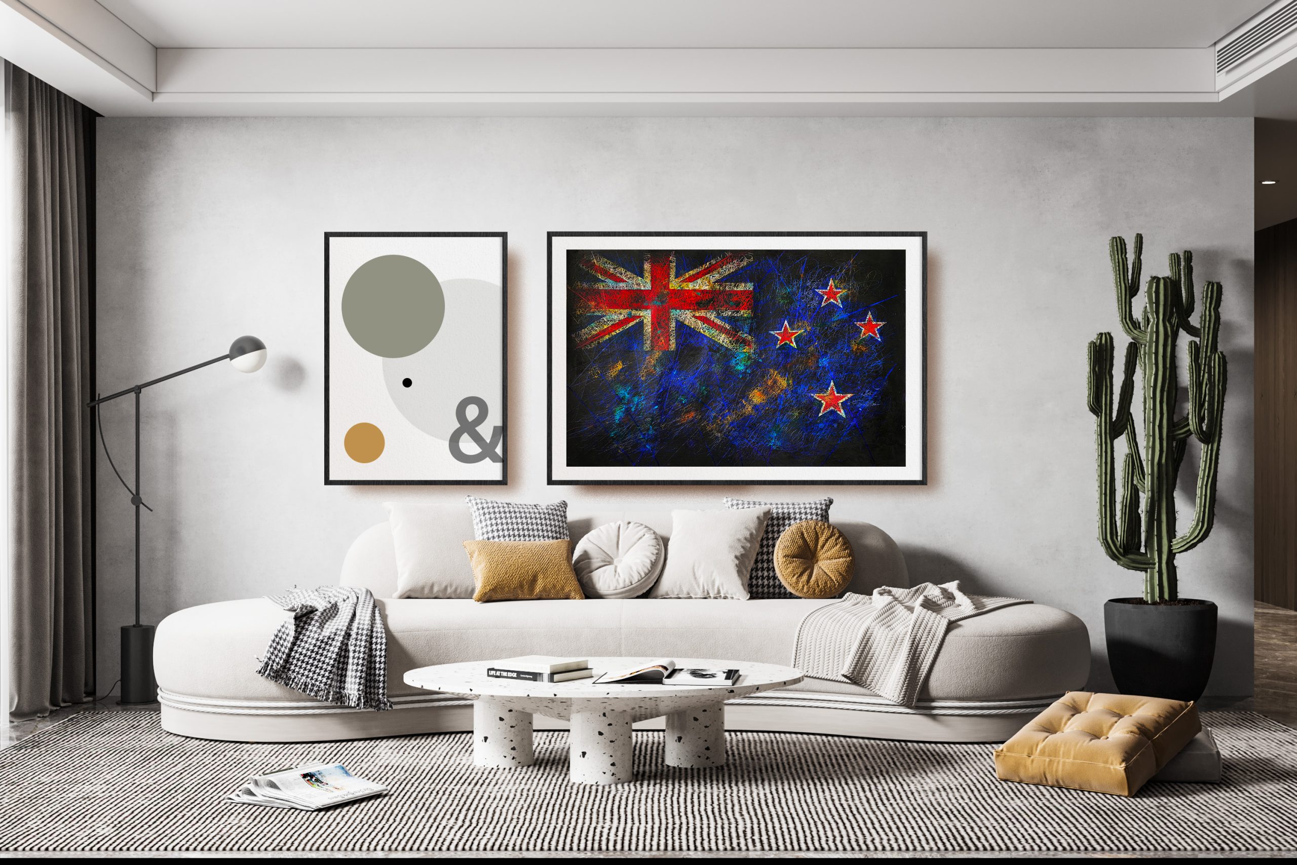 Hand painted Flag of New Zealand as living Room Decor