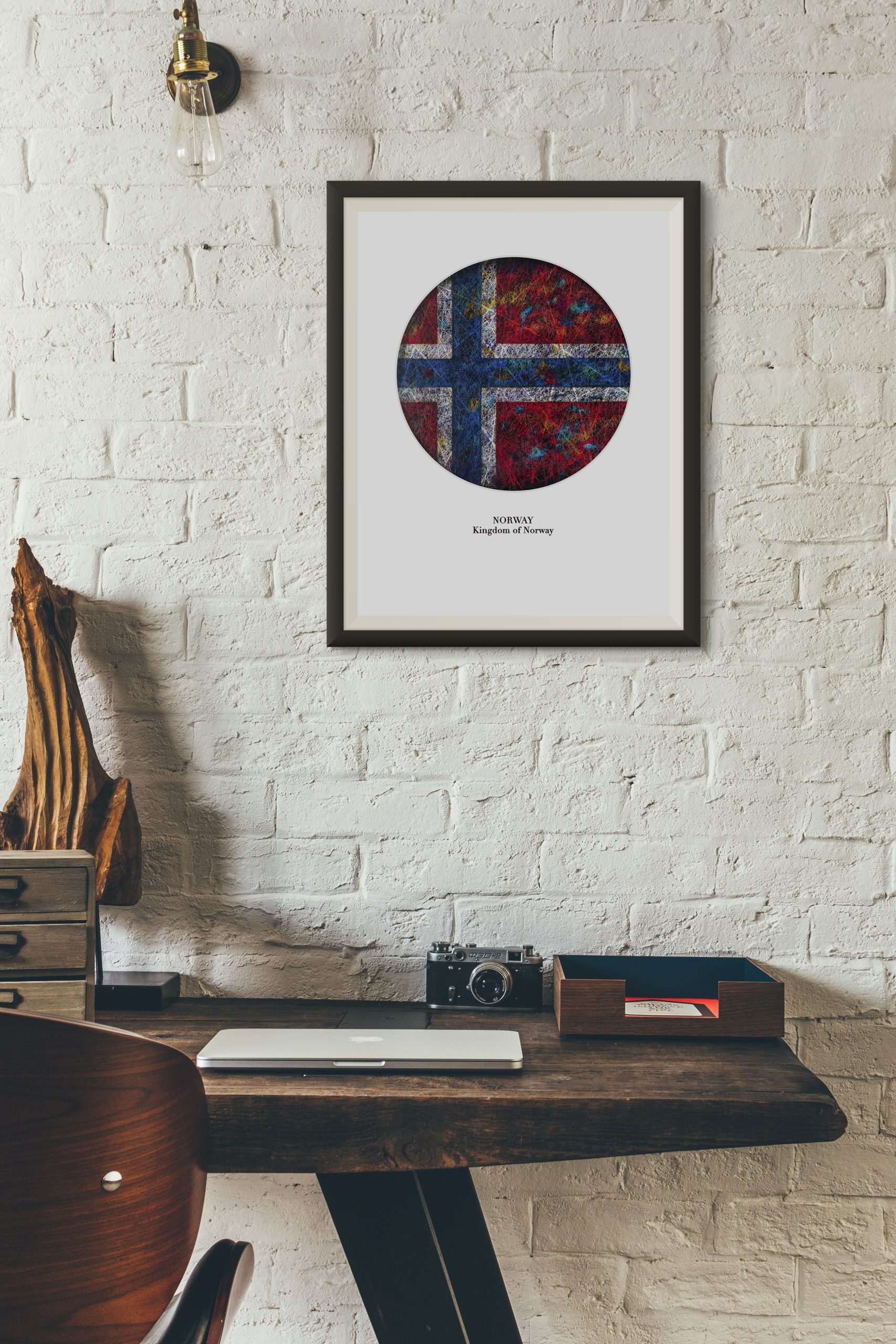 Printed Poster- Flag of Norway as Workspace Decor Printed Poster- Flag of Norway as Workspace Decor