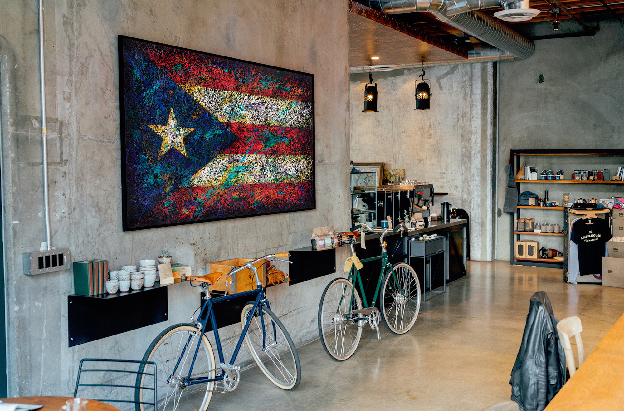 Flag of Puerto Rico as Industrial Style Space Decor Flag of Puerto Rico as Industrial Style Space Decor