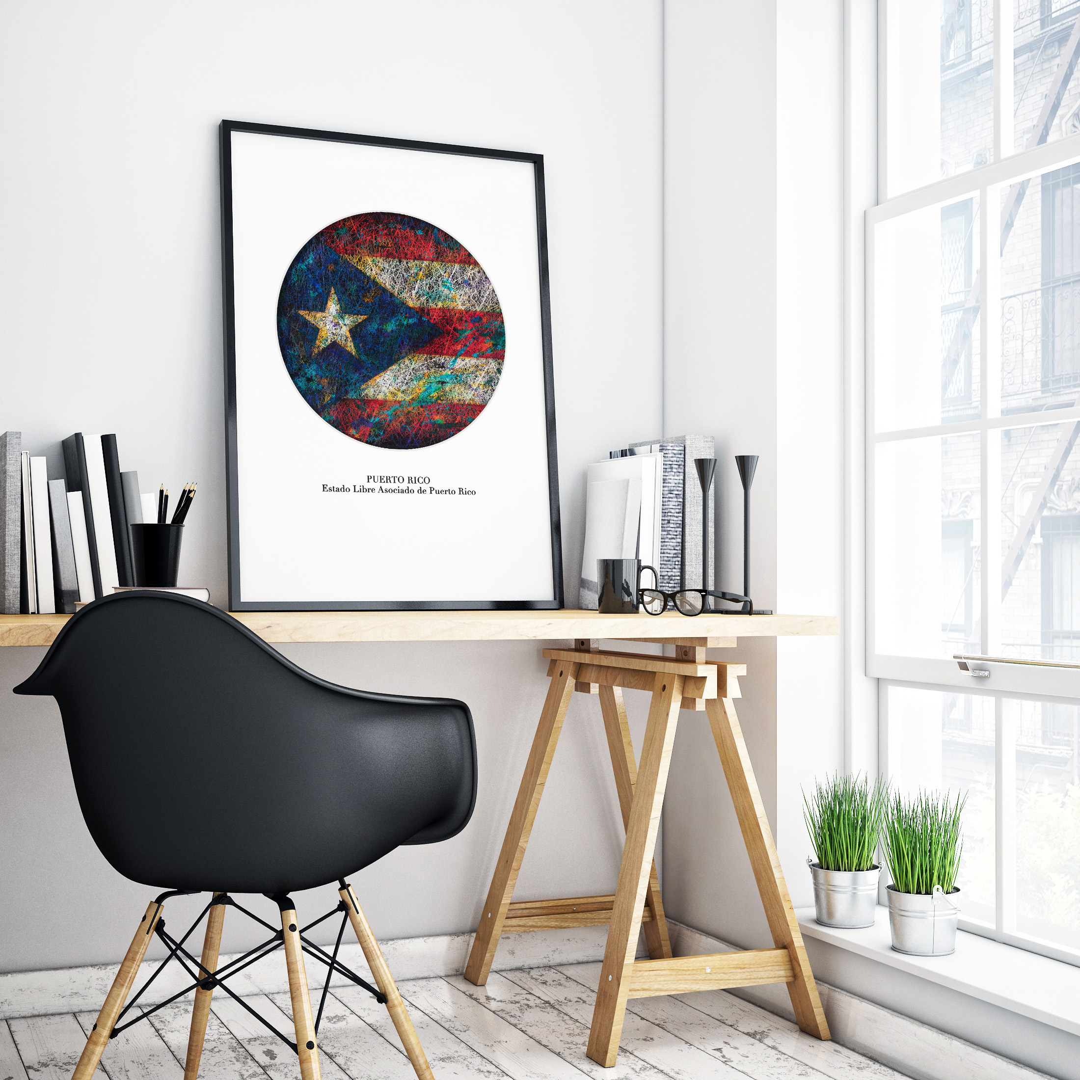 Printed Poster- Flag of Puerto Rico as Workspace Decor Printed Poster- Flag of Puerto Rico as Workspace Decor