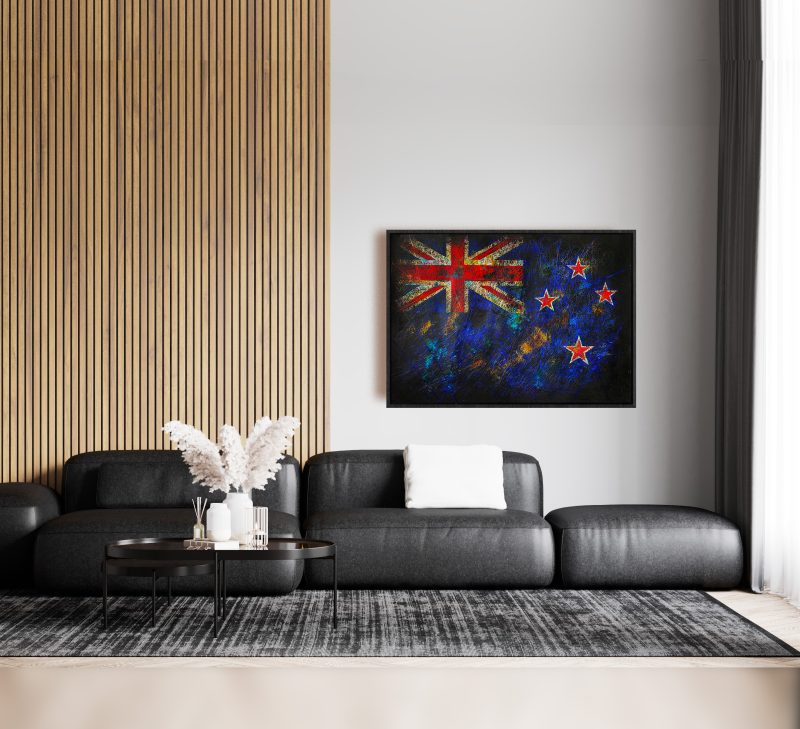 Hand painted Flag of New Zealand as Scandinavian Style living Room Decor