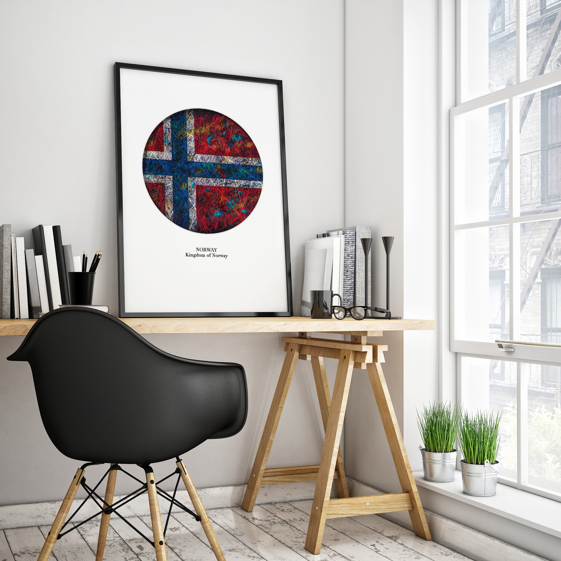 Printed Poster- Flag of Norway as Workspace Decor Printed Poster- Flag of Norway as Workspace Decor