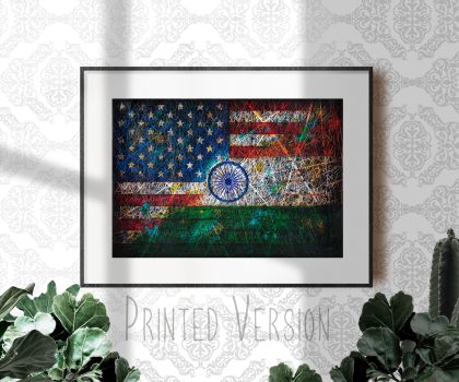 Printed Poster of USA& India Flags