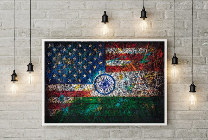 Printed Poster of USA& India Flags