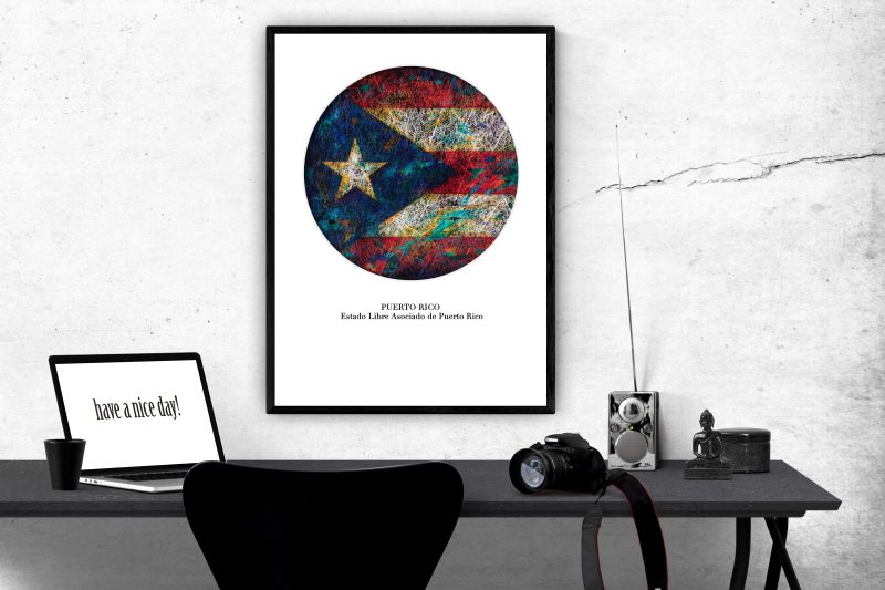 Printed Poster- Flag of Puerto Rico as Workspace Decor