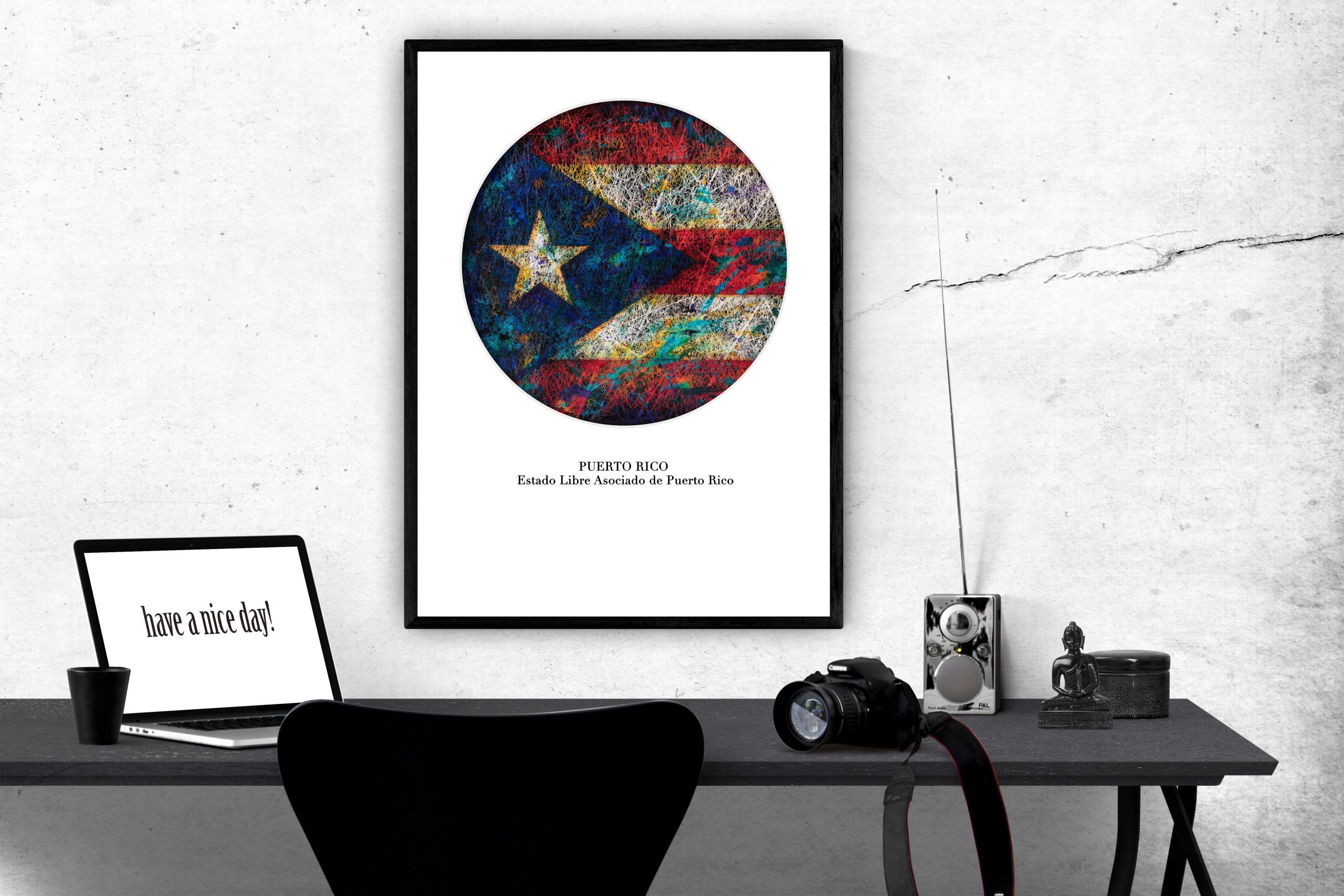 Printed Poster- Flag of Puerto Rico as Workspace Decor Printed Poster- Flag of Puerto Rico as Workspace Decor