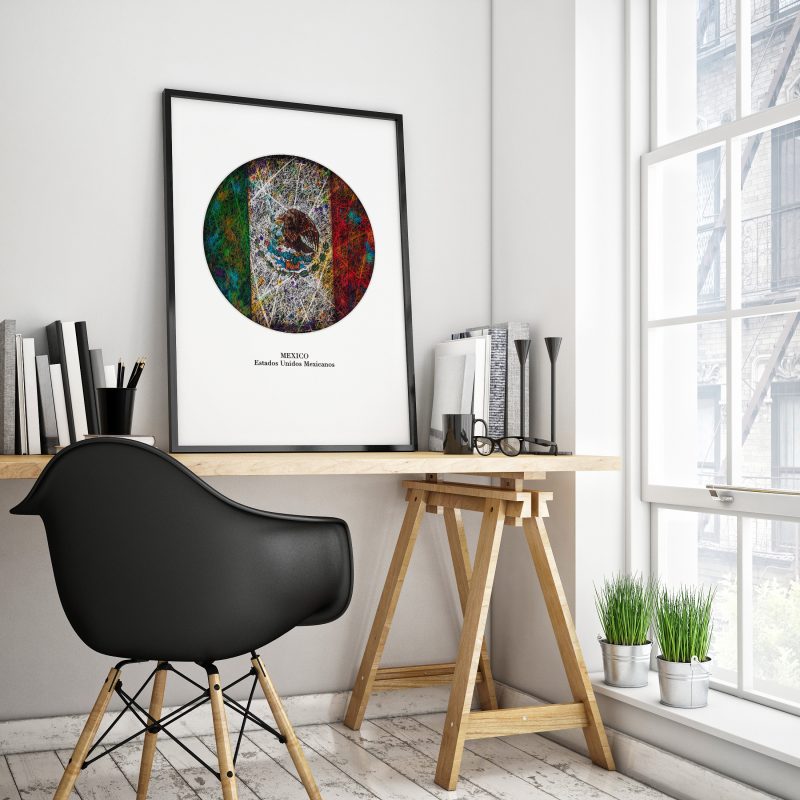 Printed Poster- Flag of Mexico as Workspace Decor