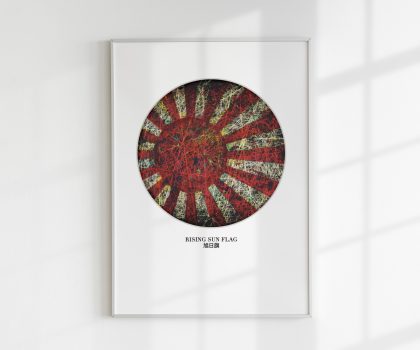 Round designed Rising Sun Flag Poster on the wall