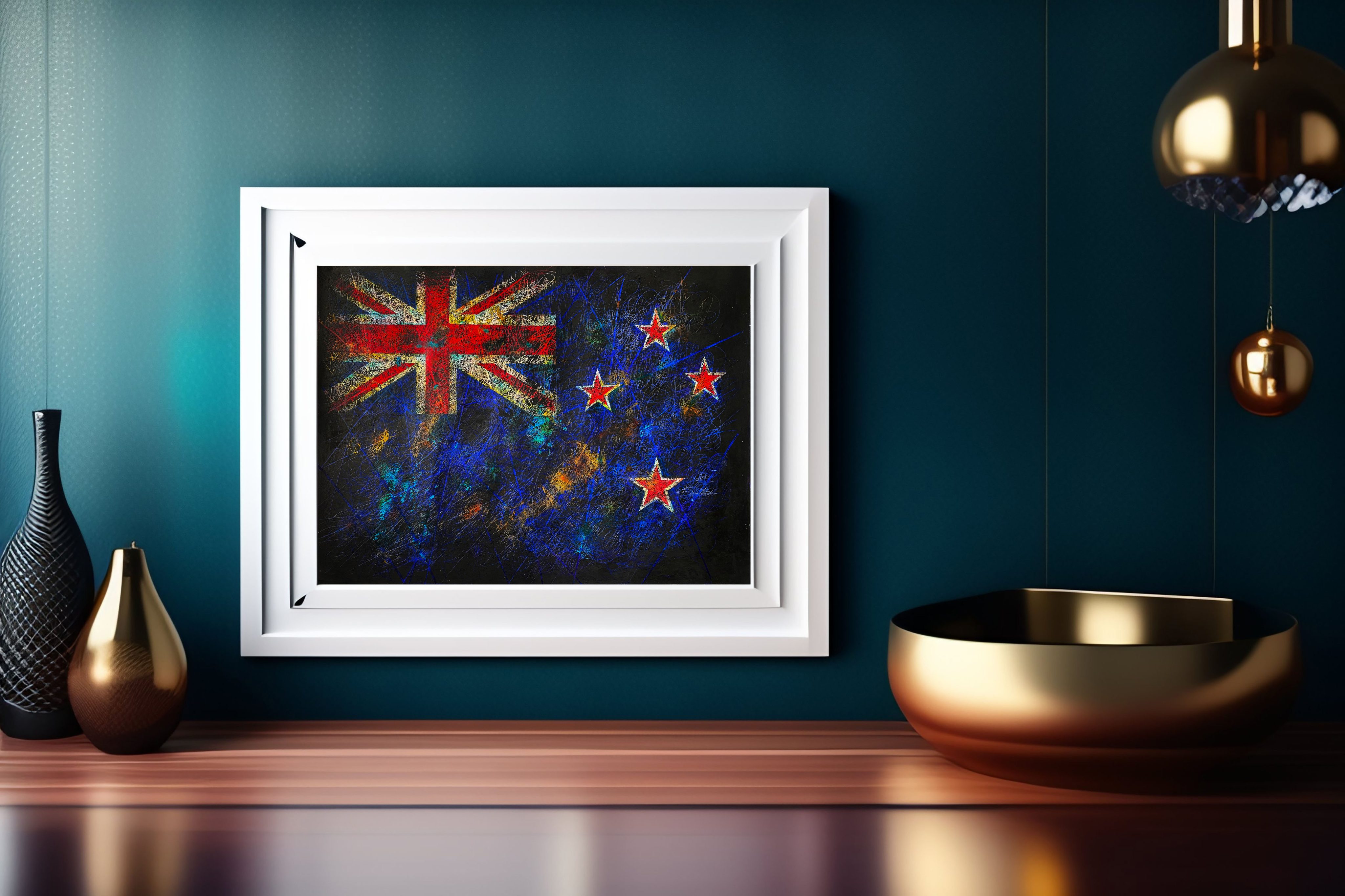 Hand painted Flag of New Zealand as Wall Decor