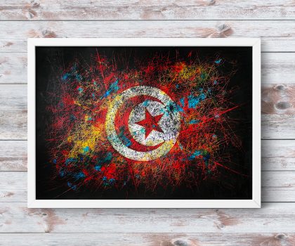 Hand Painted Flag of Tunisia
