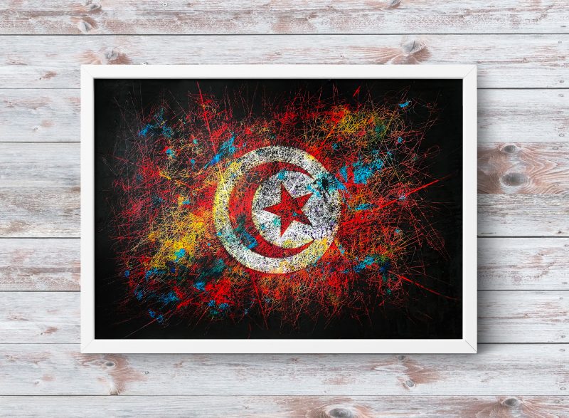 Hand Painted Flag of Tunisia