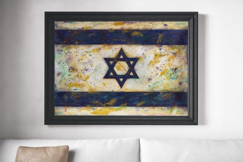 Printed Flag of Israel as Living Room Wall Decor