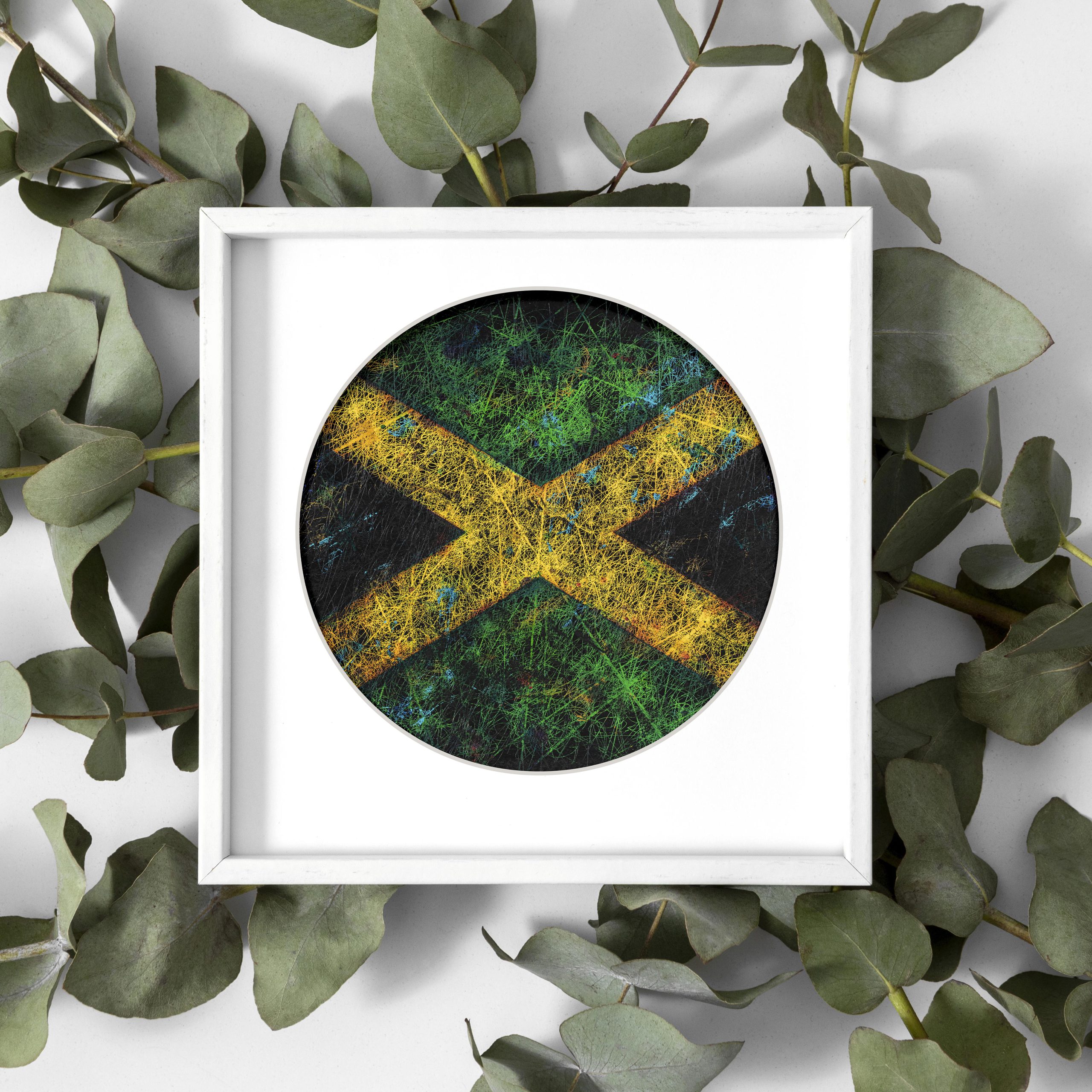 Framed Printed Flag of Jamaica Poster Framed Printed Flag of Jamaica Poster