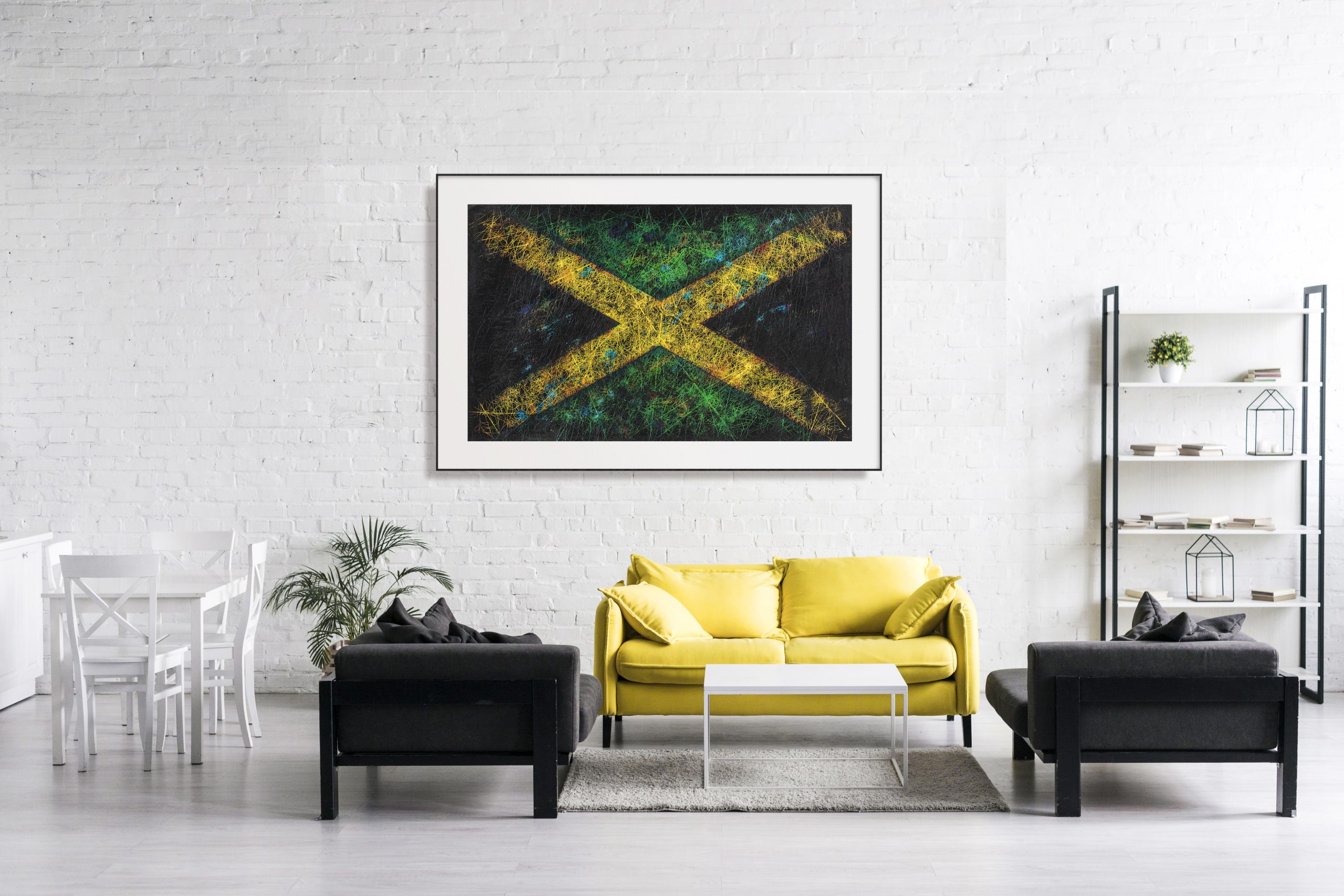 Flag of Jamaica as Bright Living Room Wall decor Flag of Jamaica as Bright Living Room Wall decor