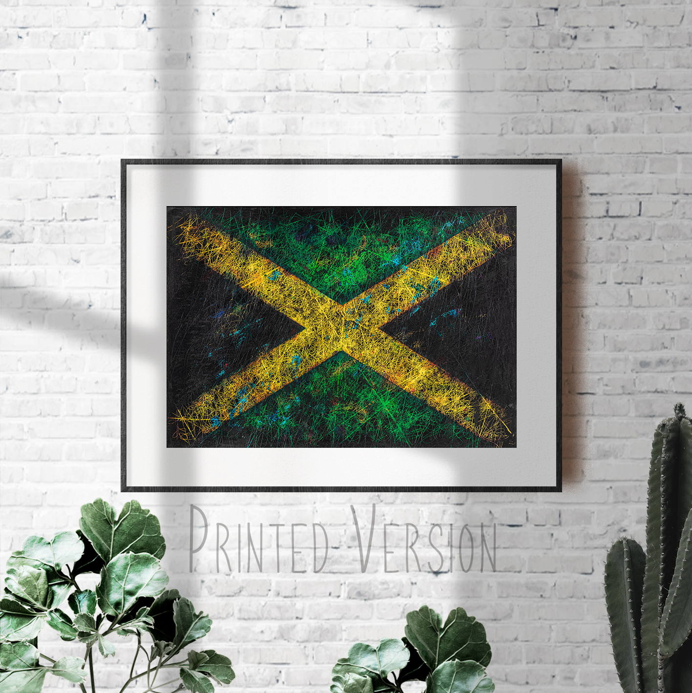 Printed Flag of Jamaica as wall Decor Printed Flag of Jamaica as wall Decor