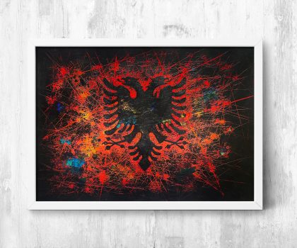 Framed Hand painted Flag of Albania