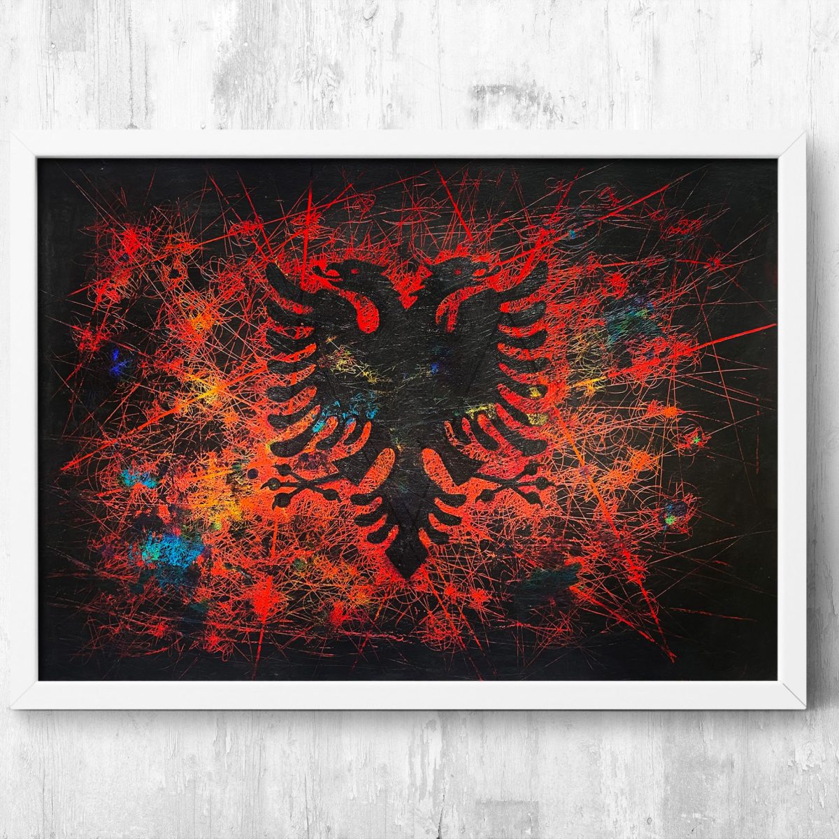 The Flag of Albania. Hand painted wall art – ArtForLoft