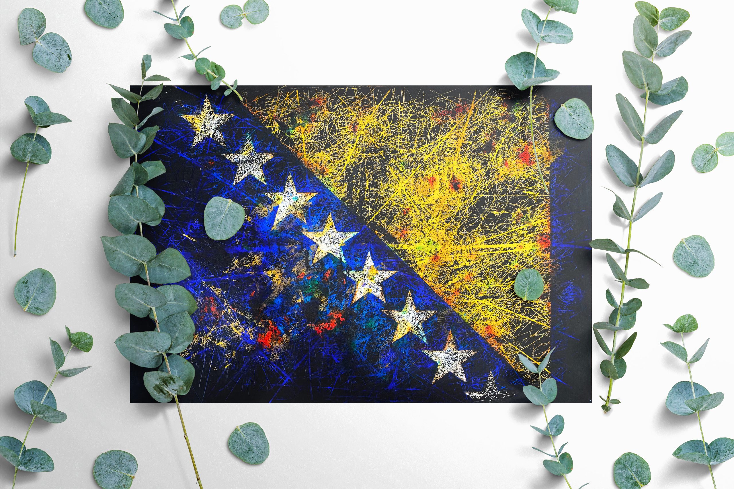 Hand painted Flag of Bosnia and Herzegovina Hand painted Flag of Bosnia and Herzegovina