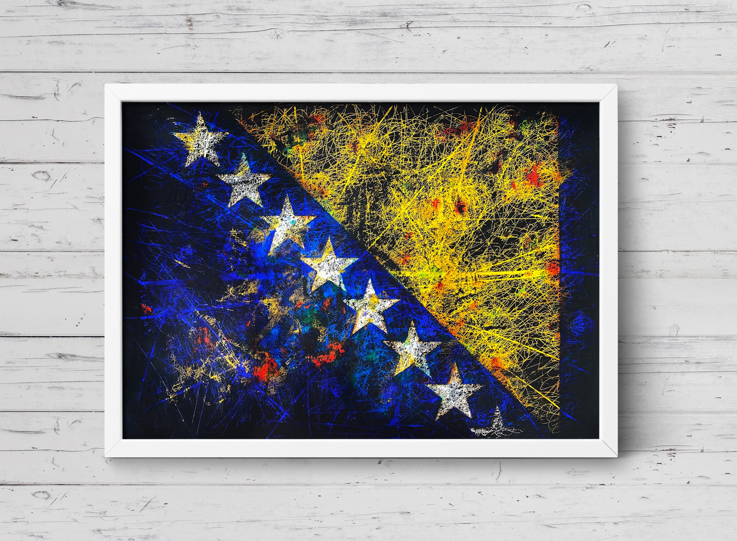 Hand painted Flag of Bosnia and Herzegovina Hand painted Flag of Bosnia and Herzegovina