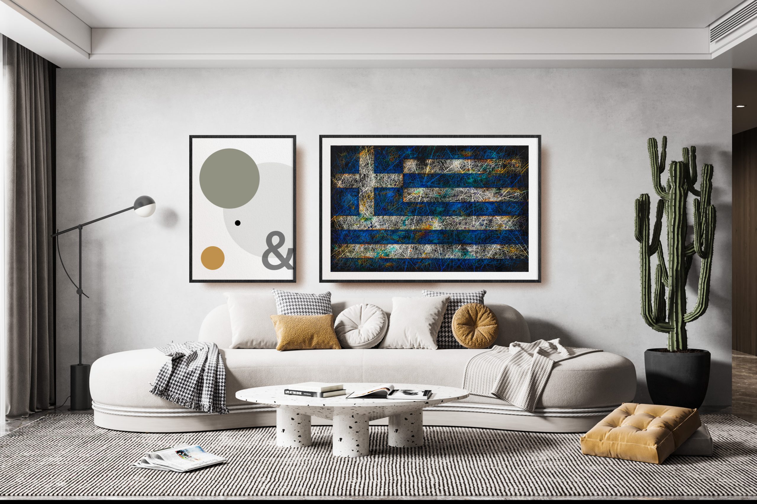 Flag of Greece as Living Room Wall decor
